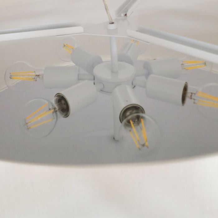 Elstead Lighting Pearce 30" Pendant With Polished Chrome Ceiling Pan - Polished Chrome With Ivory Shade