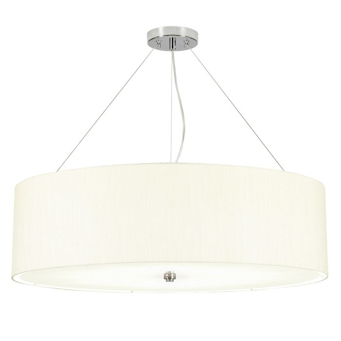 elstead lighting Pearce 30" Pendant with Polished Chrome Ceiling Pan - Polished Chrome with Ivory Shade