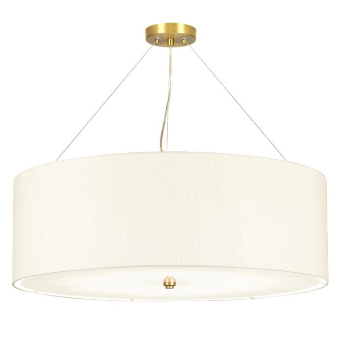 elstead lighting Pearce 34" Pendant with Aged Brass Ceiling Pan - Aged Brass with Ivory Shade