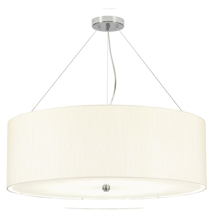 elstead lighting Pearce 34" Pendant with Polished Chrome Ceiling Pan - Polished Chrome with Ivory Shade