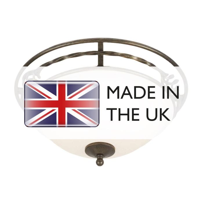 Elstead Lighting Pembroke 2 Light Flush Light Style A - Black/Gold
