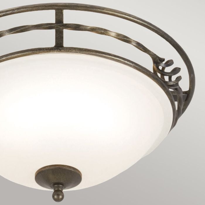 Elstead Lighting Pembroke 2 Light Flush Light Style A - Black/Gold