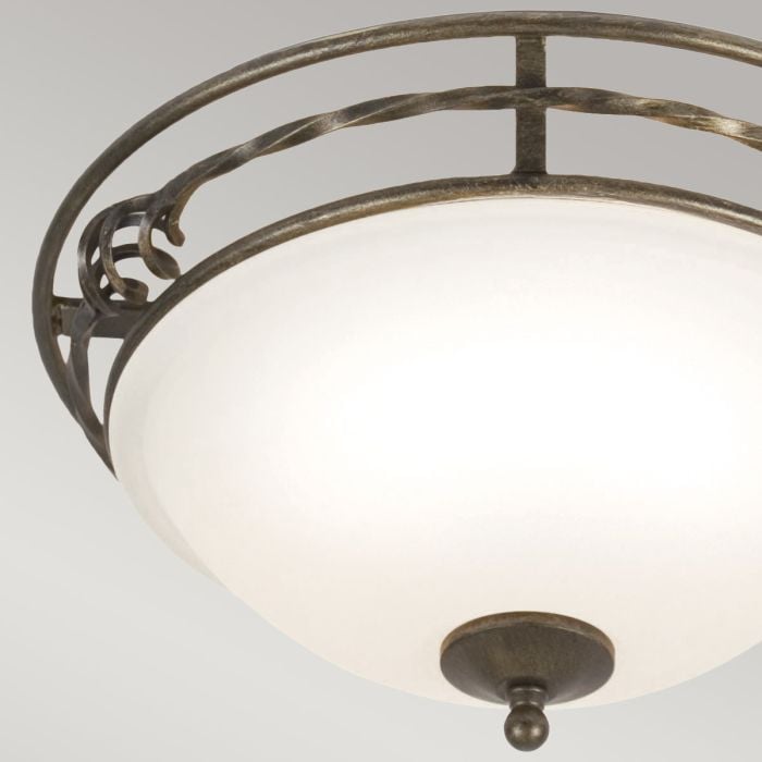Elstead Lighting Pembroke 2 Light Flush Light Style A - Black/Gold