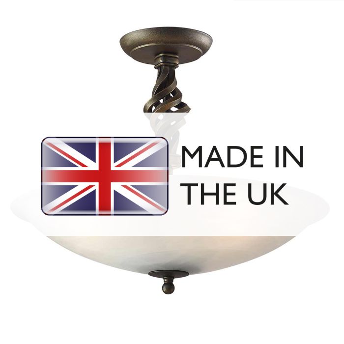 Elstead Lighting Pembroke 3 Light Semi-Flush - Black/Gold