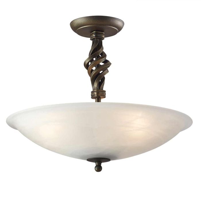 elstead lighting Pembroke 3 Light Semi-Flush - Black/Gold