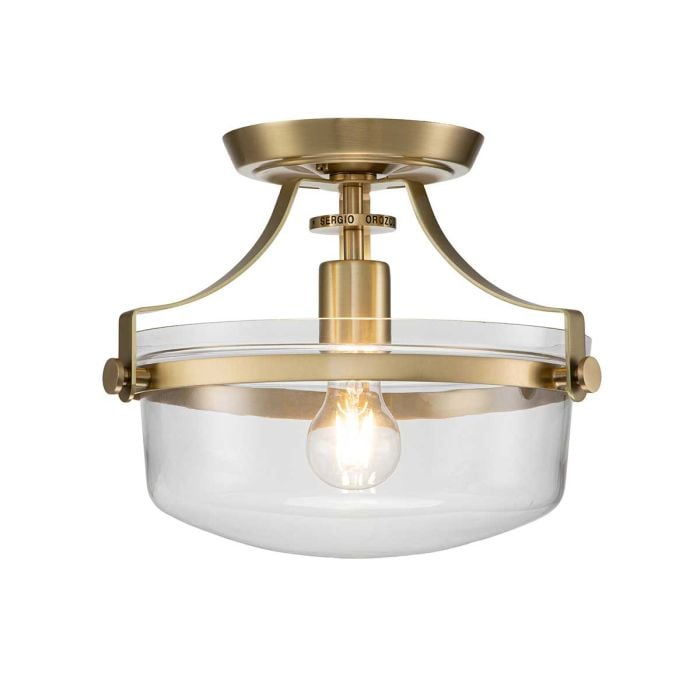 elstead lighting Penn Station 1 Light Semi-Flush - Brushed Brass