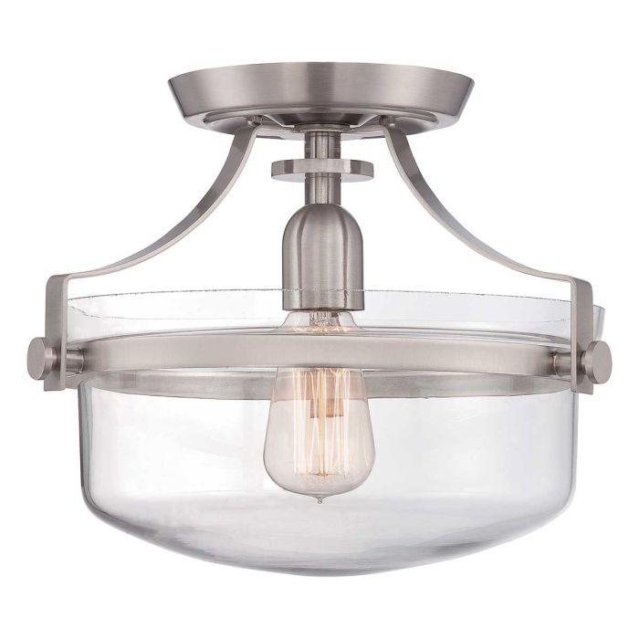 elstead lighting Penn Station 1 Light Semi-Flush - Brushed Nickel