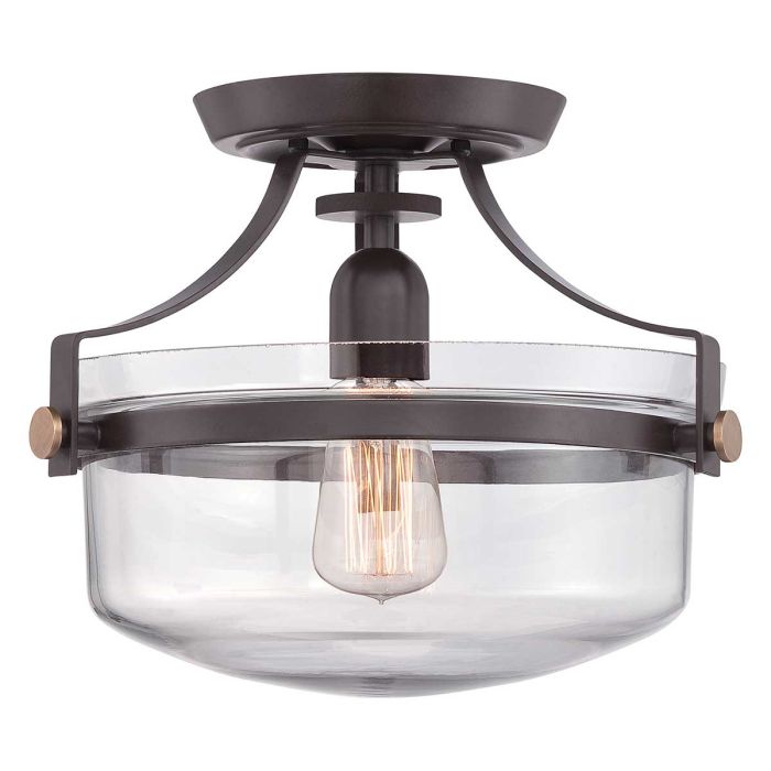 elstead lighting Penn Station 1 Light Semi-Flush - Western Bronze