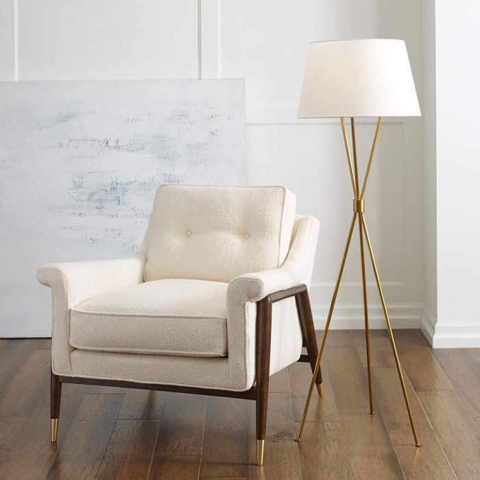Elstead Lighting Penny 1 Light Floor Lamp - Burnished Brass With White Shade