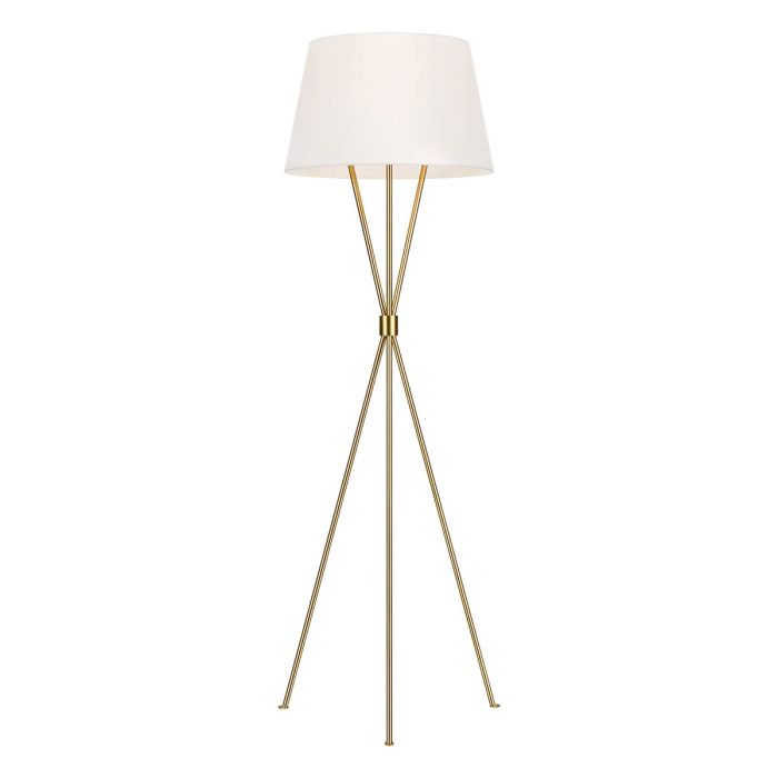 elstead lighting Penny 1 Light Floor Lamp - Burnished Brass with White Shade