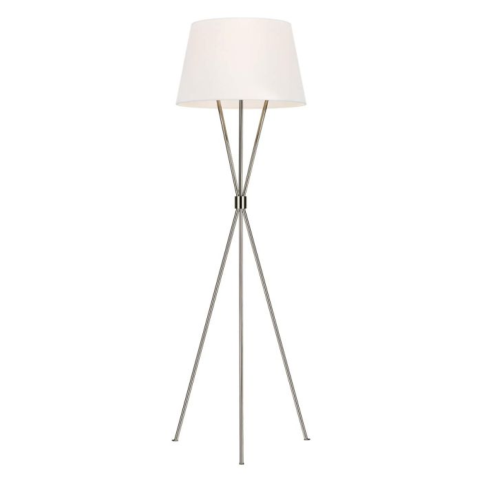 elstead lighting Penny 1 Light Floor Lamp - Polished Nickel with White Shade