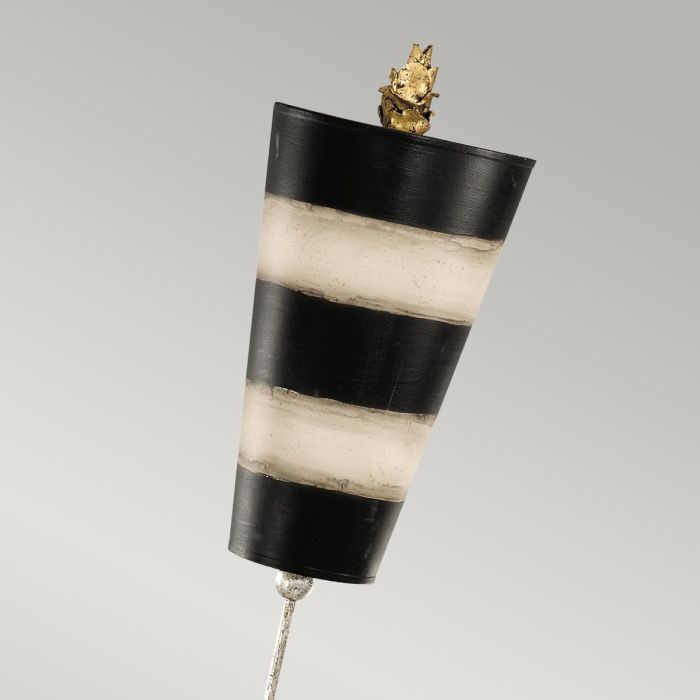 Elstead Lighting Peony 1 Light Table Lamp - Taupe And Black Stripes With Black And Taupe Shade