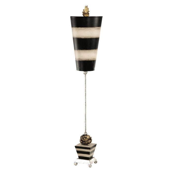 elstead lighting Peony 1 Light Table Lamp - Taupe and Black Stripes with Black and Taupe Shade