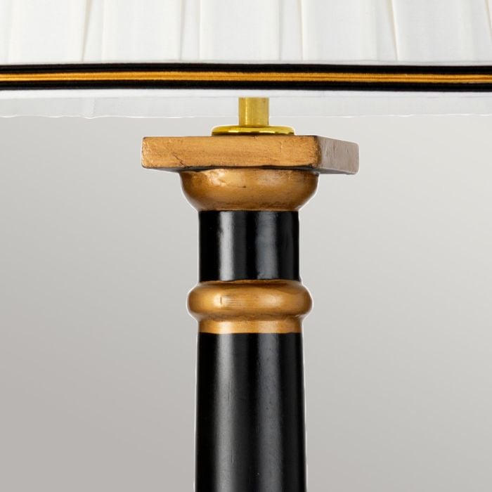 Elstead Lighting Peronne 1 Light Table Lamp With Tall Empire Shade - Black And Gold With Off-White Shade