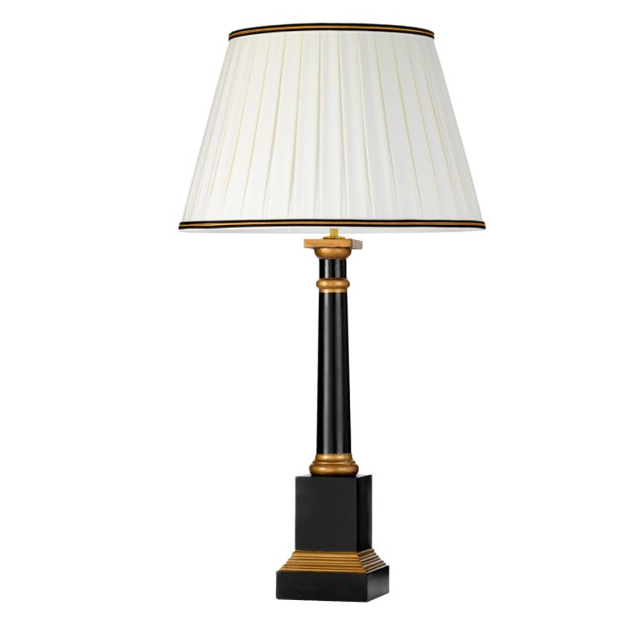 elstead lighting Peronne 1 Light Table Lamp With Tall Empire Shade - Black and Gold with Off-White Shade
