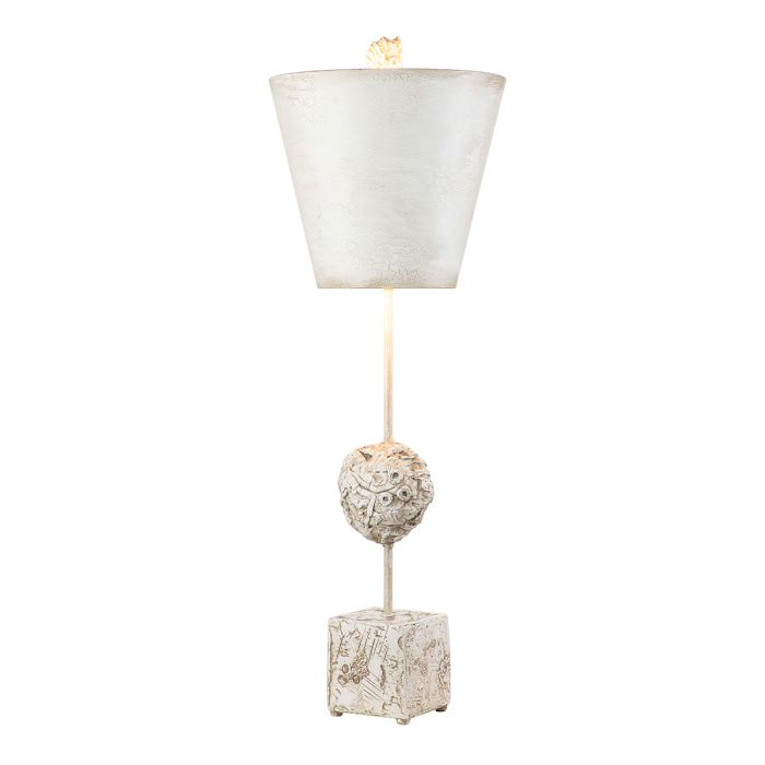elstead lighting Petra 1lt Table Lamp - Bone White - Bone White with Distressed Bone White Shade