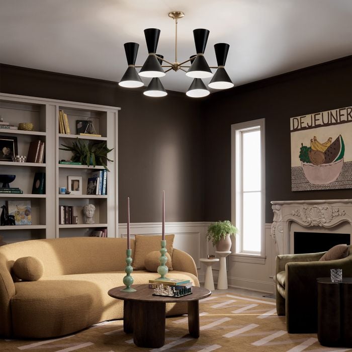 Elstead Lighting Phix 12 Light 6 Arm Up And Down Chandelier - Champagne Bronze Black