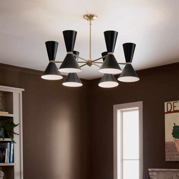 Elstead Lighting Phix 12 Light 6 Arm Up And Down Chandelier - Champagne Bronze Black