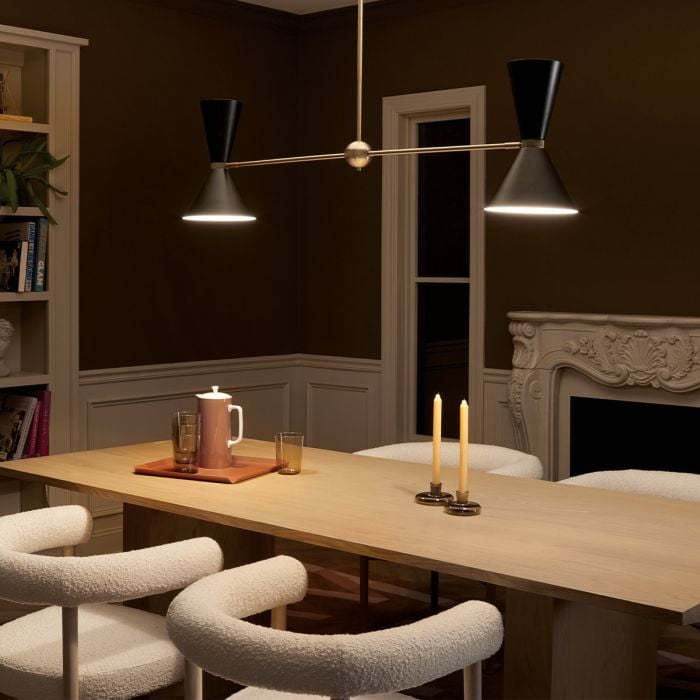Elstead Lighting Phix 4 Light 2 Arm Up And Down Linear Chandelier - Champagne Bronze Black