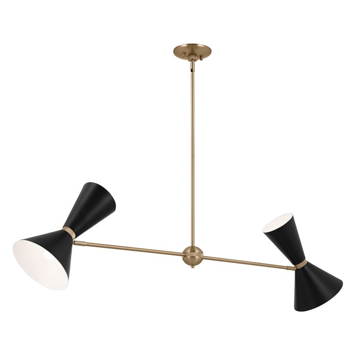 Elstead Lighting Phix 4 Light 2 Arm Up And Down Linear Chandelier - Champagne Bronze Black