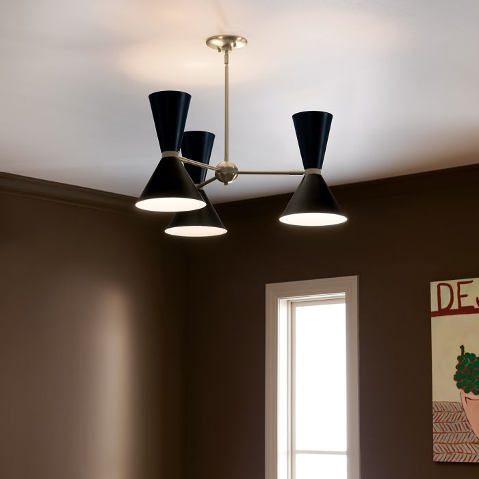 Elstead Lighting Phix 6 Light 3 Arm Up And Down Chandelier - Champagne Bronze Black