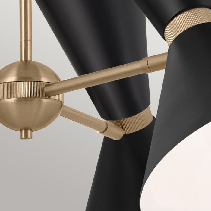 Elstead Lighting Phix 6 Light 3 Arm Up And Down Chandelier - Champagne Bronze Black