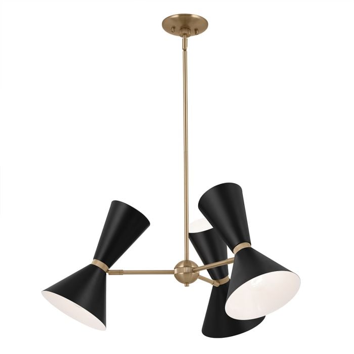 elstead lighting Phix 6 light 3 arm up and down Chandelier - Champagne Bronze Black