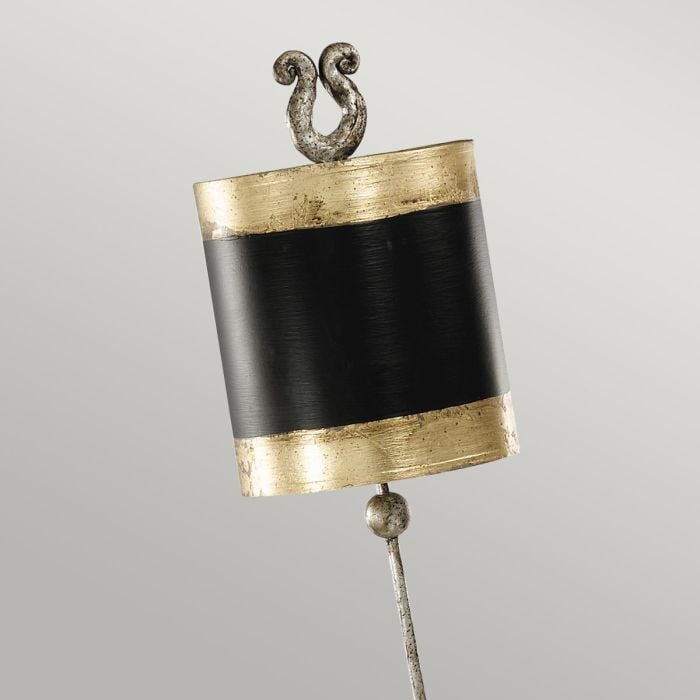 Elstead Lighting Phoenician 1 Light Table Lamp - Black Gold & Silver Leaf With Black And Gold Leaf Shade