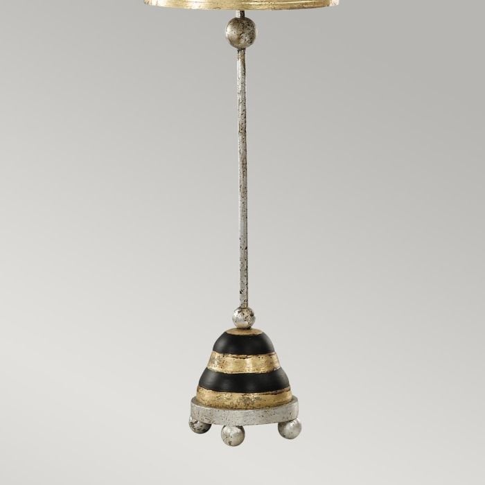 Elstead Lighting Phoenician 1 Light Table Lamp - Black Gold & Silver Leaf With Black And Gold Leaf Shade