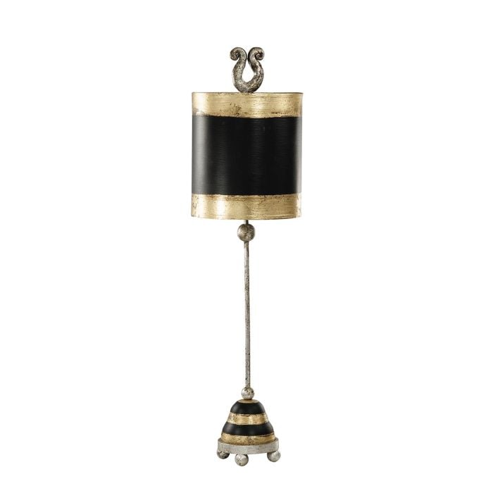elstead lighting Phoenician 1 Light Table Lamp - Black Gold & Silver Leaf with Black and Gold Leaf Shade