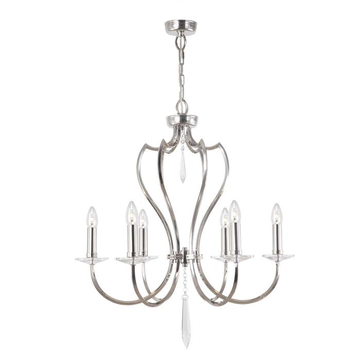 elstead lighting Pimlico 6 Light Chandelier - Polished Nickel