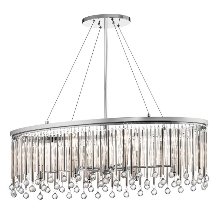 elstead lighting Piper 6 Light Oval Chandelier/ Pendant - Polished Chrome