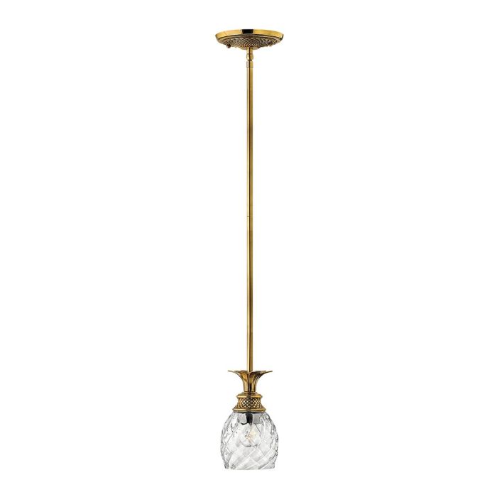 elstead lighting Plantation 1 Light Pendant - Burnished Brass