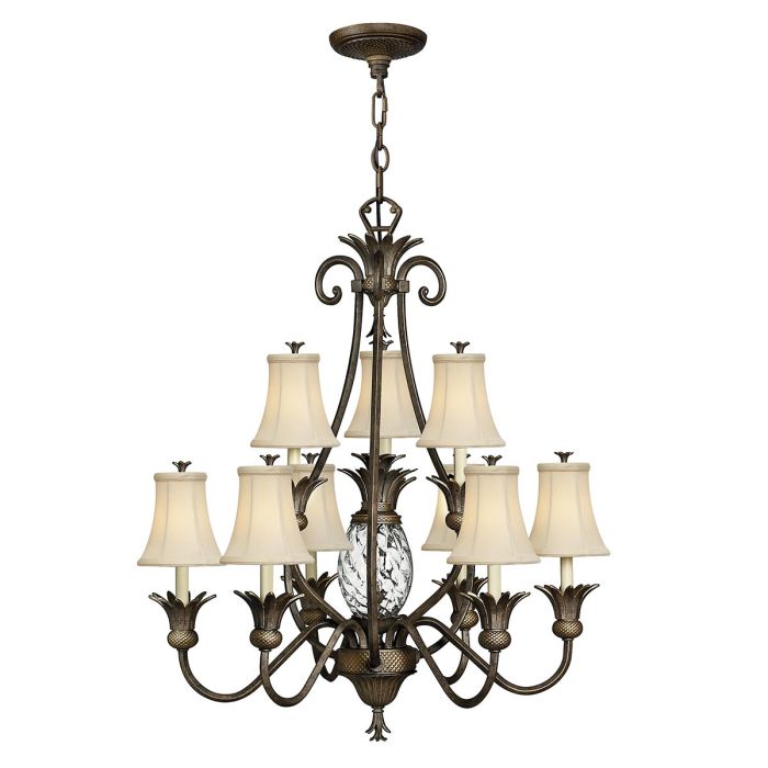 elstead lighting Plantation 10 Light Chandelier - Pearl Bronze