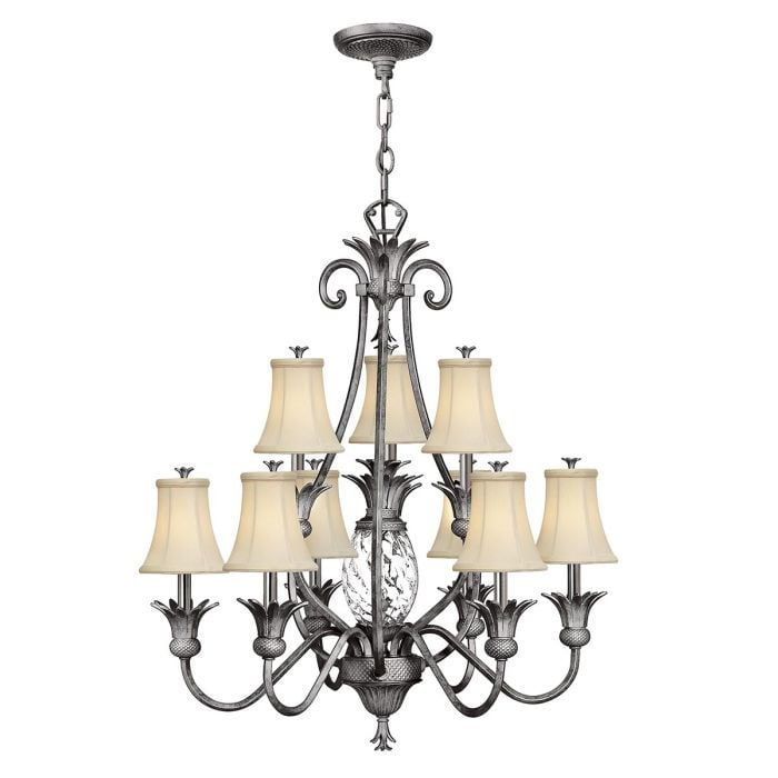 elstead lighting Plantation 10 Light Chandelier - Polished Antique Nickel