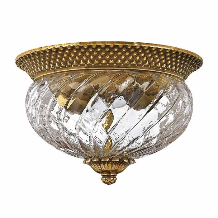 elstead lighting Plantation 2 Light Flush - Burnished Brass