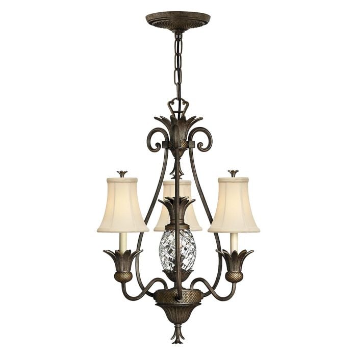 elstead lighting Plantation 3 Light Chandelier - Pearl Bronze