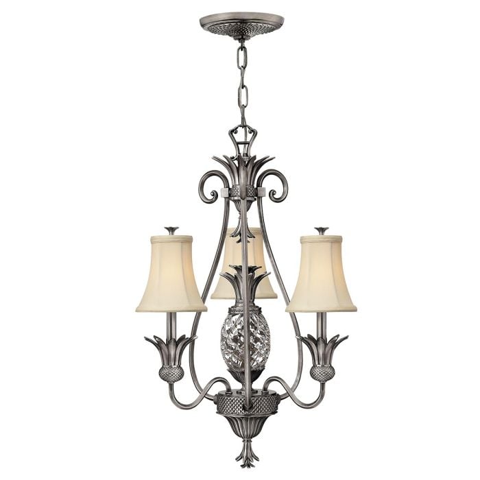 elstead lighting Plantation 3 Light Chandelier - Polished Antique Nickel