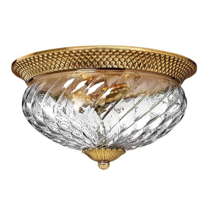 elstead lighting Plantation 3 Light Flush - Burnished Brass