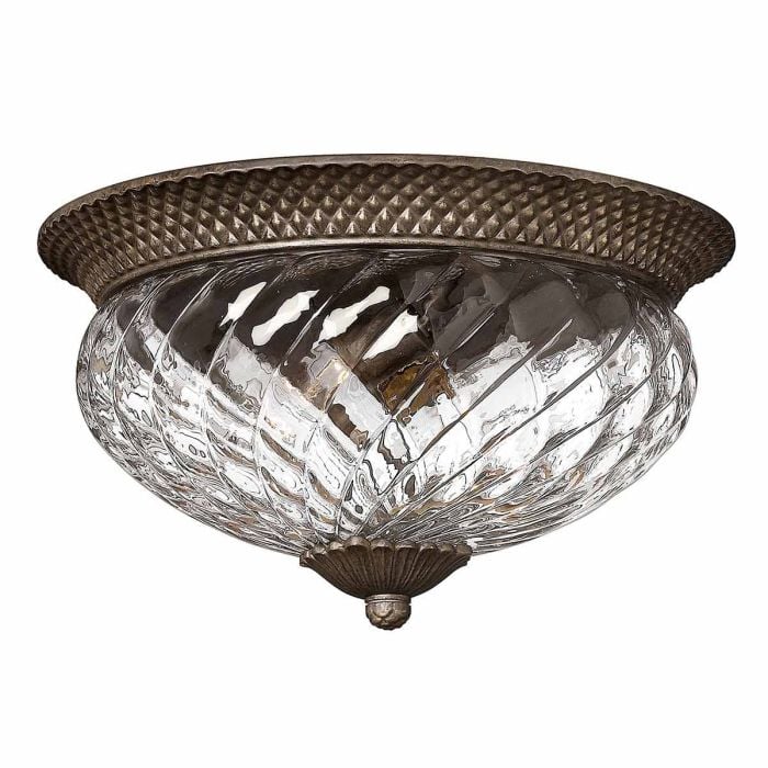 elstead lighting Plantation 3 Light Large Flush - Pearl Bronze