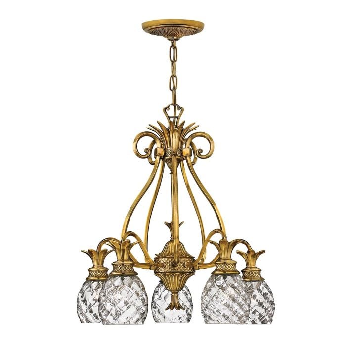 elstead lighting Plantation 5 Light Chandelier - Burnished Brass