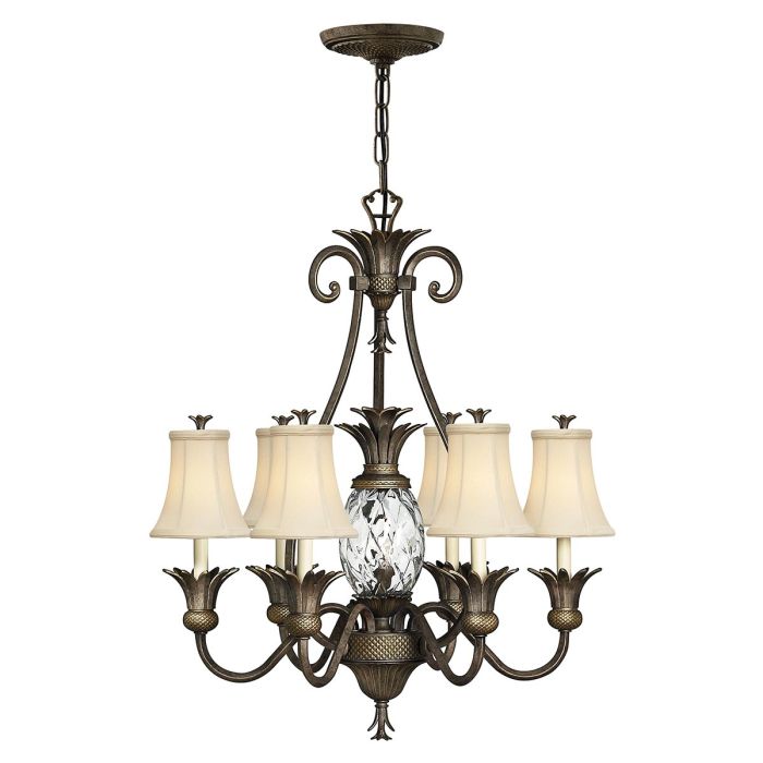 elstead lighting Plantation 7 Light Chandelier - Pearl Bronze