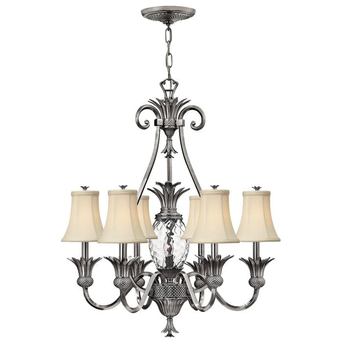 elstead lighting Plantation 7 Light Chandelier - Polished Antique Nickel