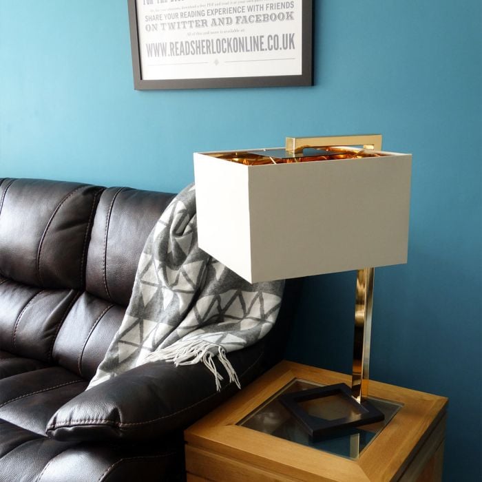 Elstead Lighting Plein 1 Light Table Lamp - Dark Brown/Polished Gold
