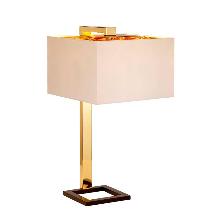 elstead lighting Plein 1 Light Table Lamp - Dark Brown/Polished Gold