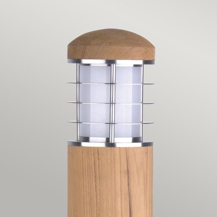 Elstead Lighting Poole 1 Light Bollard - Teak And Stainless Steel