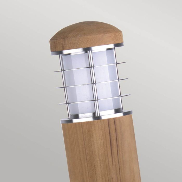 Elstead Lighting Poole 1 Light Mini Bollard - Teak And Stainless Steel