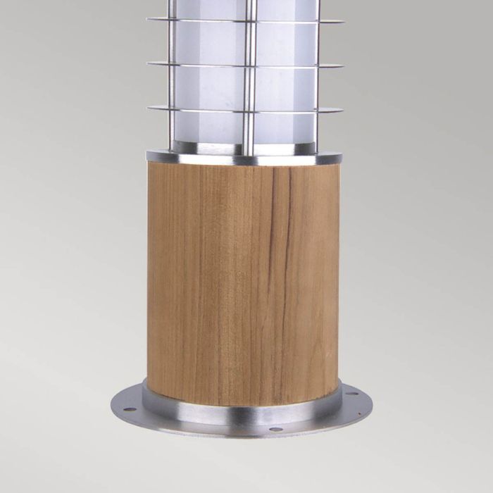 Elstead Lighting Poole 1 Light Mini Bollard - Teak And Stainless Steel