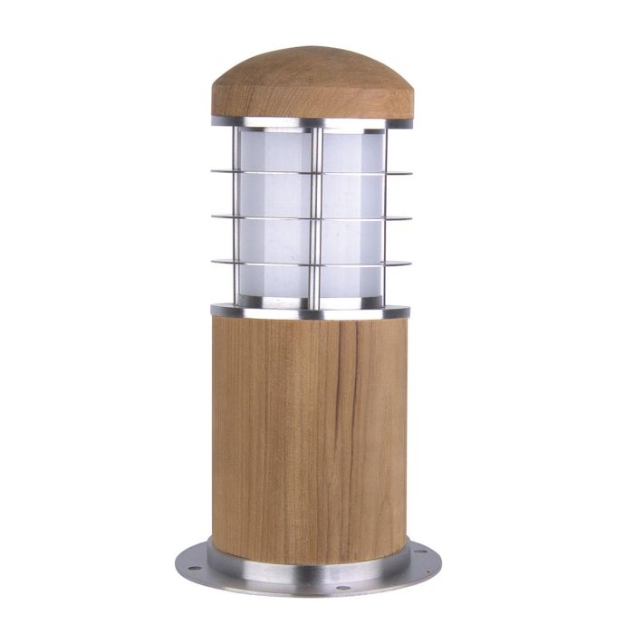 elstead lighting Poole 1 Light Mini Bollard - Teak and Stainless Steel