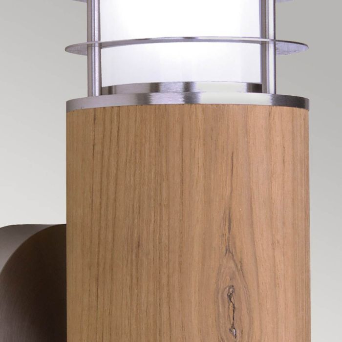 Elstead Lighting Poole 1 Light Wall Light - Teak And Stainless Steel